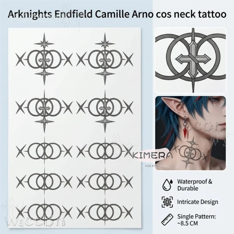 Halloween Cosplays Arknights Endfield Camille Arno Cos Temporary Neck Tattoo Sticker Water Transfer Print Prop view 4