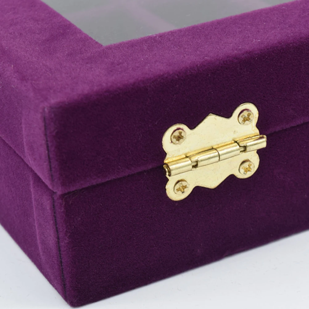 Scatola portaoggetti con fibbia singola in oro, porta trombe, orecchini in vetro, anelli, espositore per gioielli (viola)