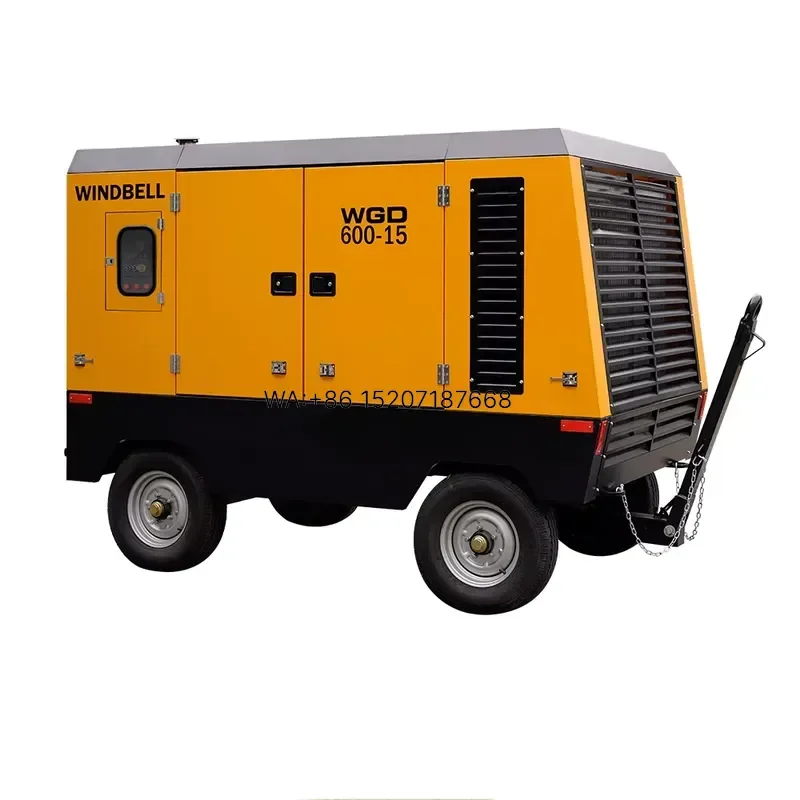 Wmwmnu Heavy Duty 600CFM Portable Screw Air Compressor for Cummins Engine Mining Use