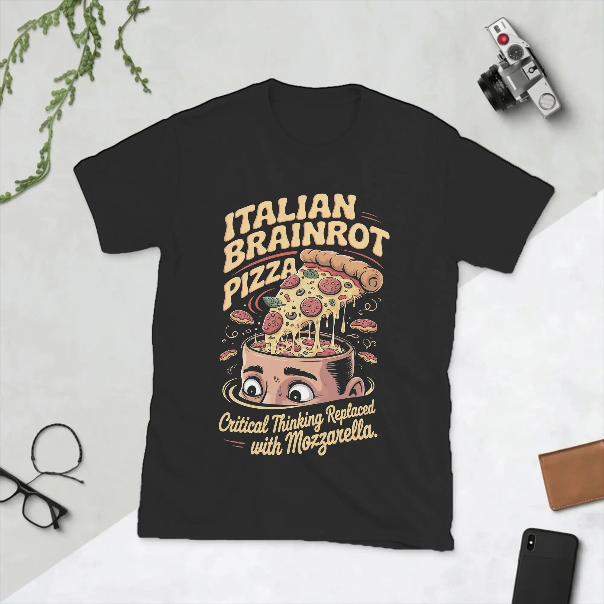 Camiseta italiana para hombre con diseño de Pizza Meme Mozzarella Overload, ropa de algodón, camisetas geniales de manga corta con cuello redondo