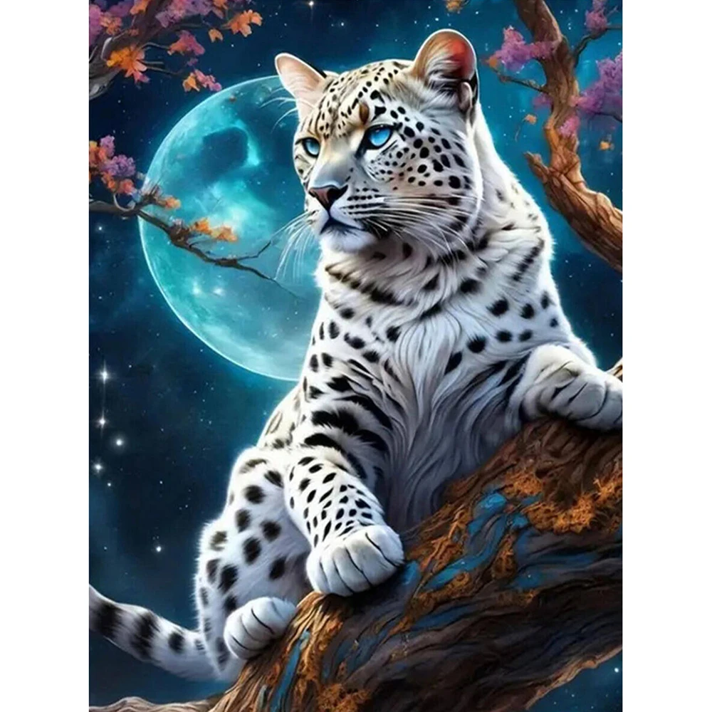 Leopard Diamant Mosaik Tier Cartoon Diamant Malerei Mond DIY Muster für Erwachsene Anfänger Stickerei Urlaub Geschenke