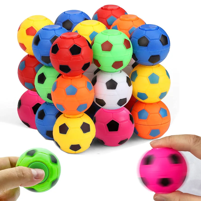 10Pcs Colorful Soccer Rotatable Fidget Spinners Ball Toy for Kids Football Theme Birthday Party Favors Goodie Bag Piniata Filler