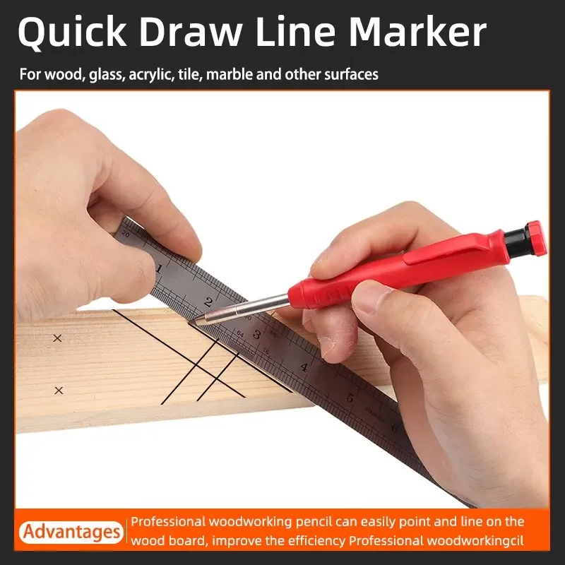 Deep Hole Marking Pencil Solid Carpenter Pencil Scriber Refill Carpenter Scriber 2.8mm Mechanical Pencil Woodworking Tools