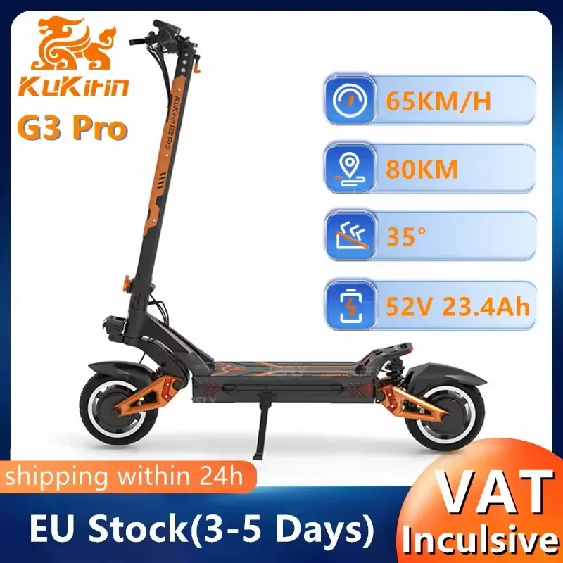 Kukirin G3 Pro Scooter elettrico Doppio motore 52V23.4AH Batteria grande Veloce fuoristrada 10 pollici 80 km Scooter elettrico a lunga durata