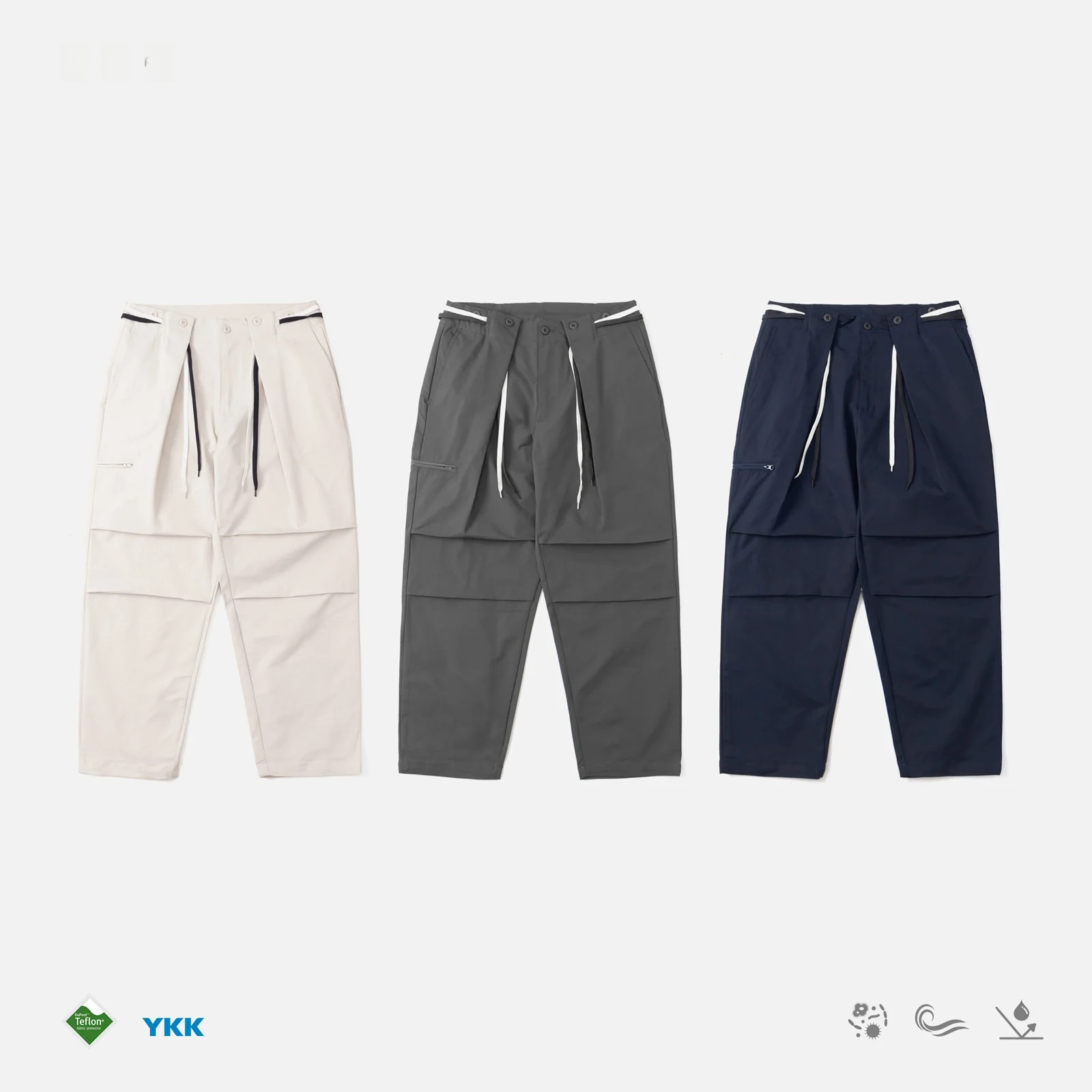 

Men's Casual Loose Tapered Pants Tee-Proof Commuter Versatile Polyester Fiber Workwear Trousers Military een Color