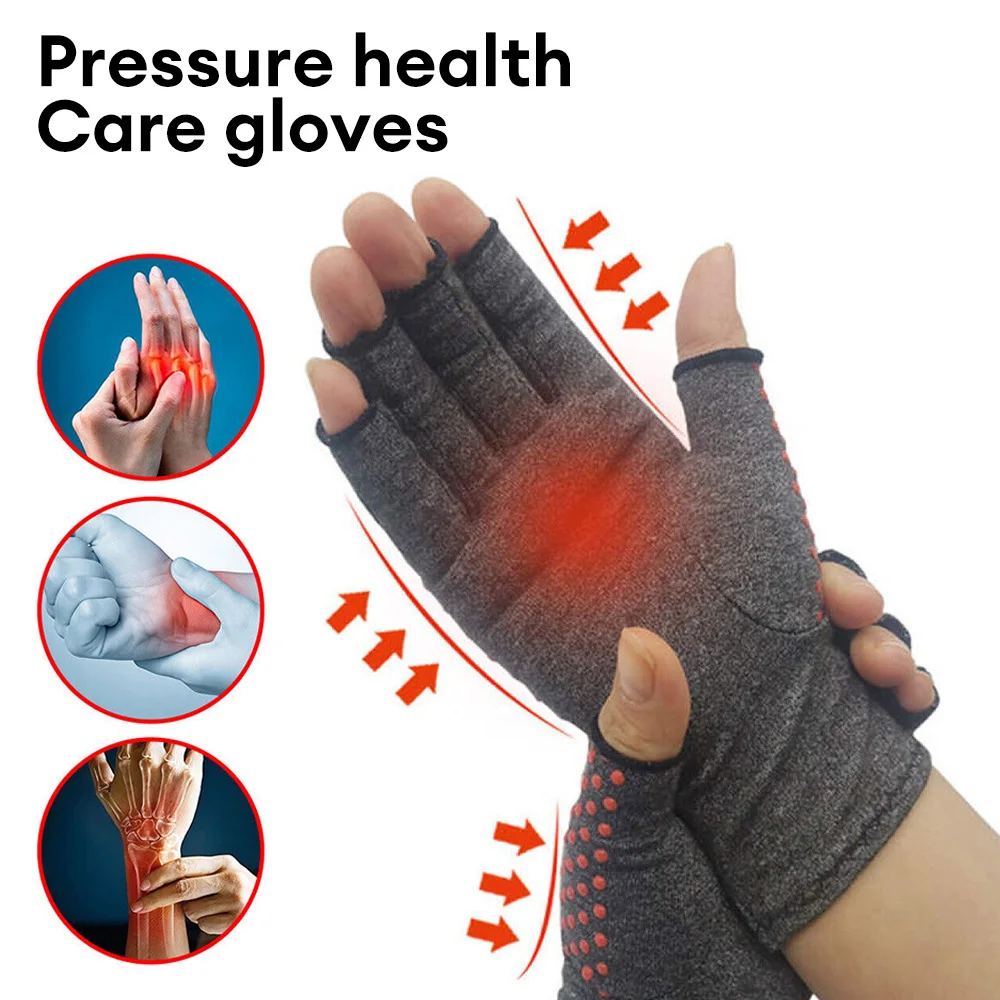 1Pair Arthritis Compression Gloves for Hand Arthritis Carpal Tunnel Pain Anti-Slip Glue Dot Gloves for Women & Men