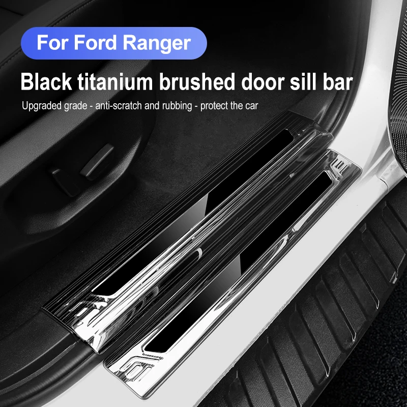 

Car Door Sill Threshold Pedal Cover Trim Fit For Ford Ranger 2023 2024 Stainless Steel Protector Scuff Plate Guards Accessories