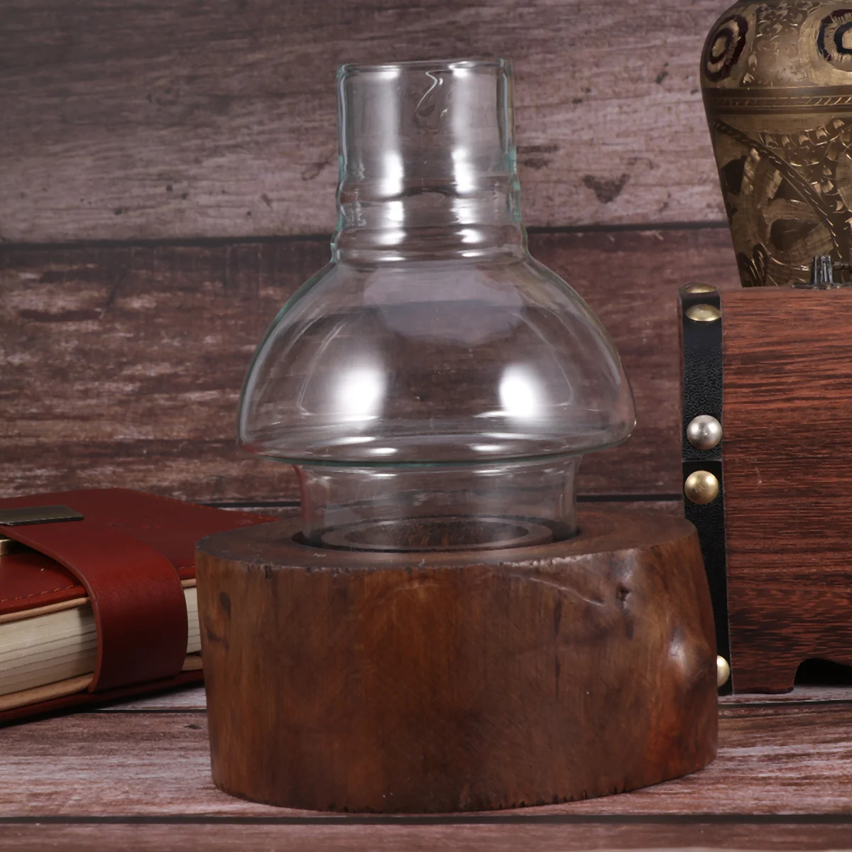 

1Pcs Vintage Wooden Holder Rustic Countryside Tealight Candlestick Table Decor Aromatherapy Cup Tea Light Holders