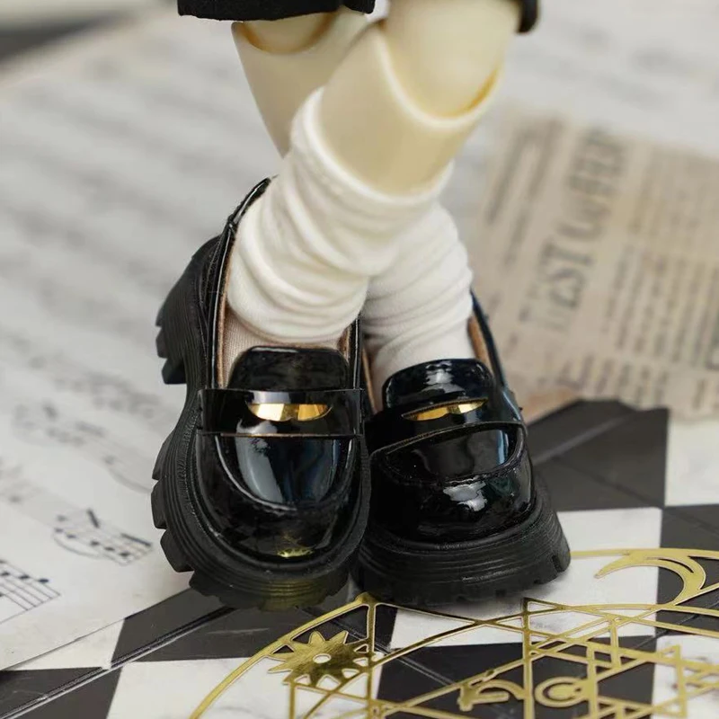 D09-P731 الأطفال اليدوية لعبة 1/4 1/6 gl yosd دمية MSD DD BJD/SD دمية أحذية أسود براون سميكة سوليد الأحذية الضحلة 1 زوج