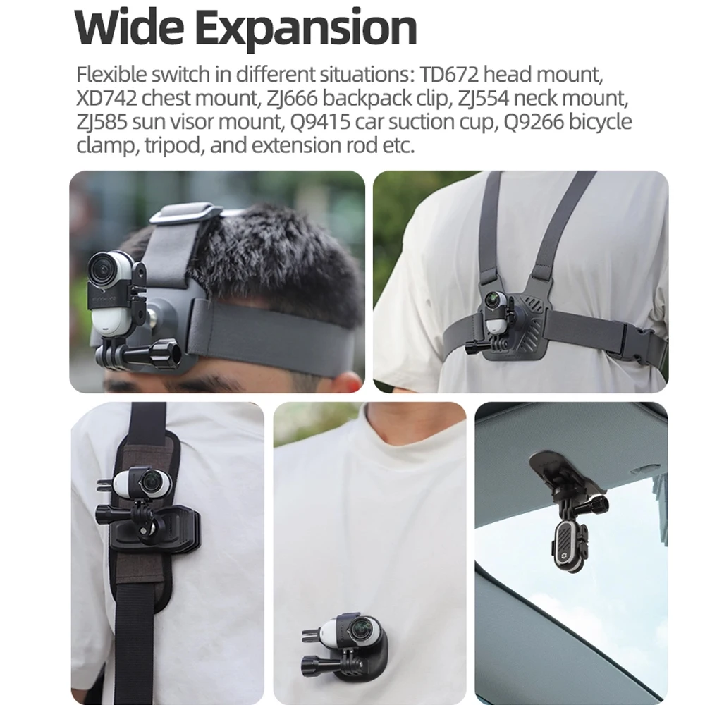 Sunnylife Foldable Camera Mount Adapter Extension Bracket Horizontal Vertical Shot Border for Insta360 Go 3/GO 3S Accessories