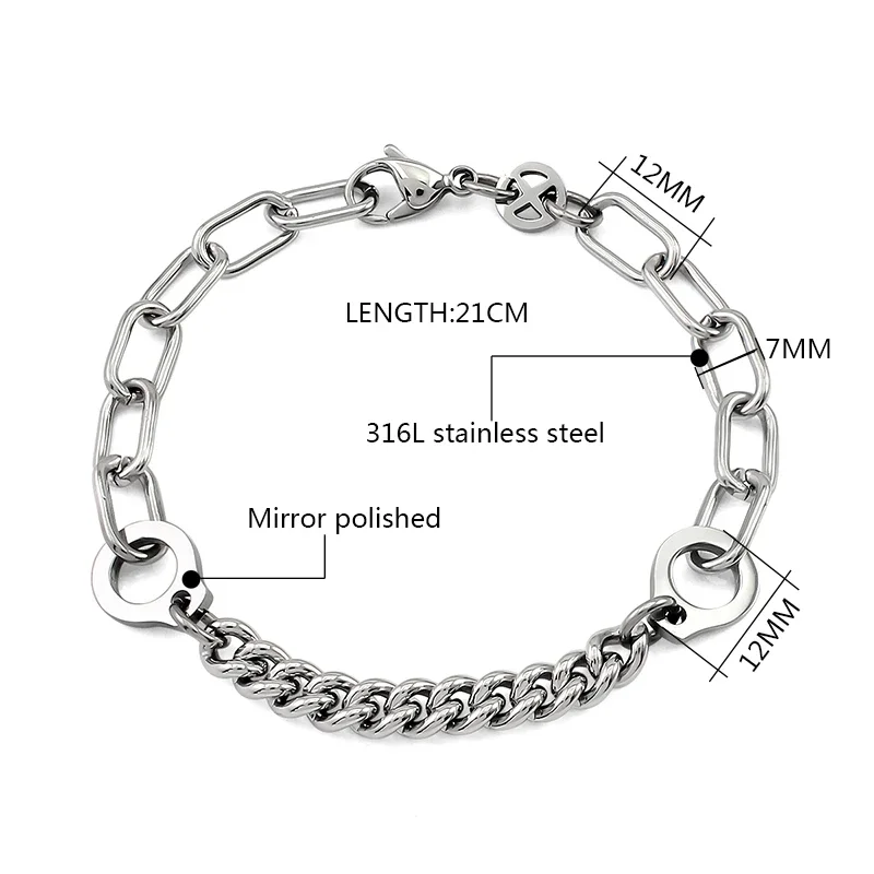 Classic Stainless Steel silver Bracelet Metal Fashion Bracelet Men Birthday Gifts Charm bracelets acero inoxidable joyeria mujer