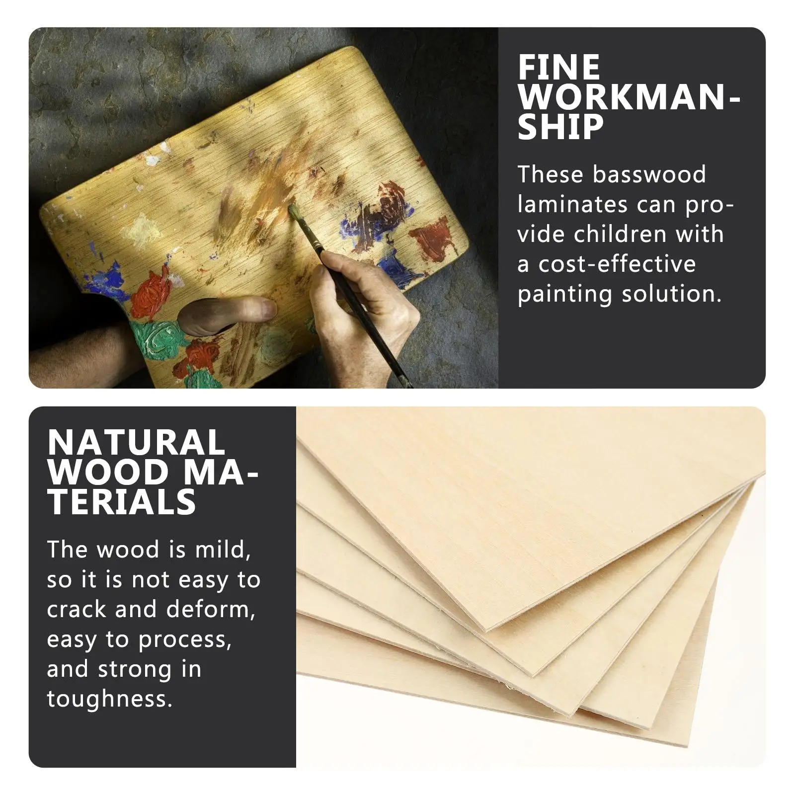 

5 Pcs Basswood Layer Blank Wood Squares Large Decorative Cutouts Safe Natural Wood Material Craft Painting Ocean