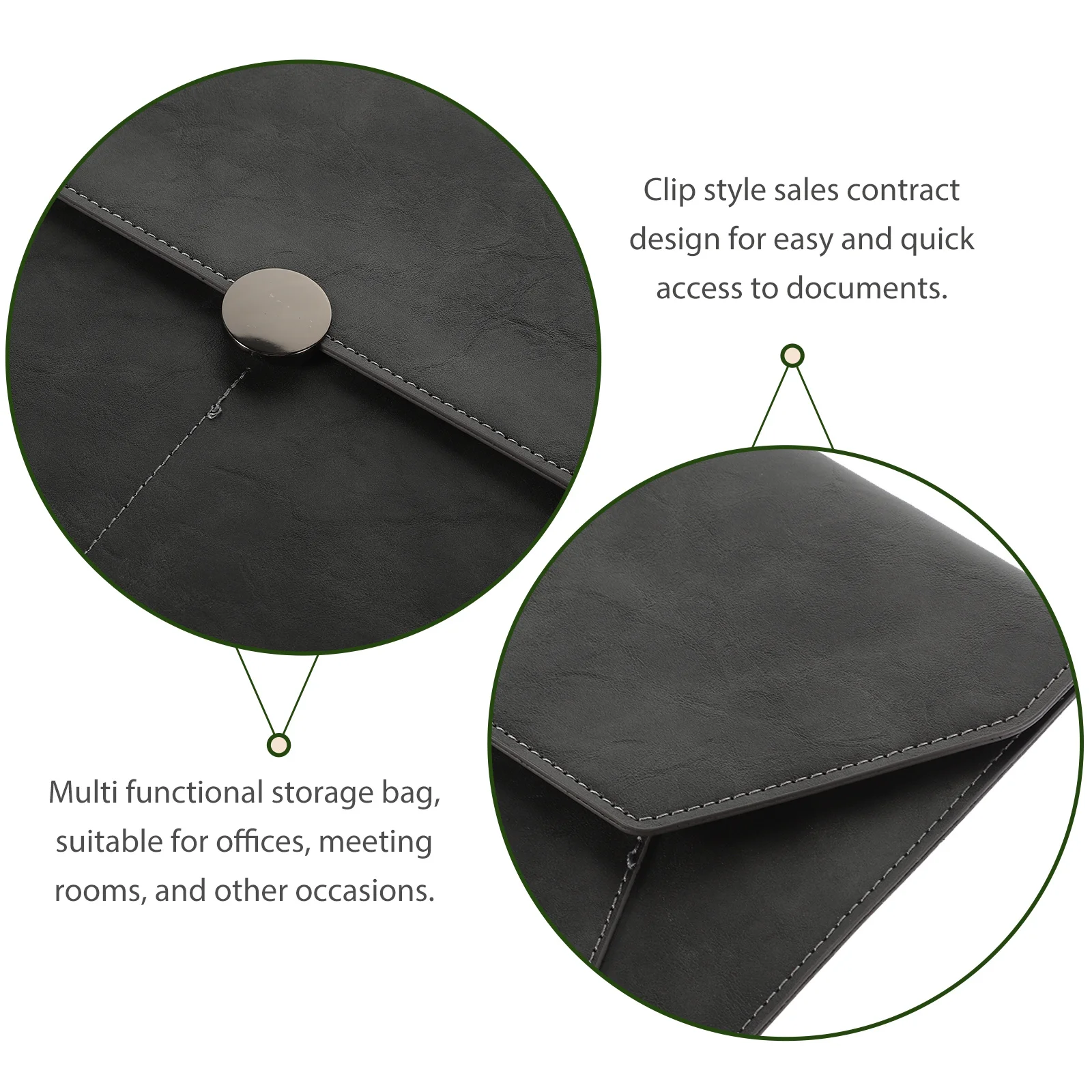 

Large Capacity Business Document Folder Button Snap File Organizer Portable Faux Document Storage Bag Office Supplies