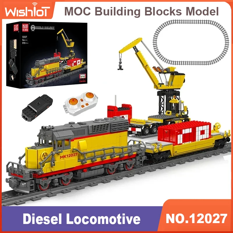 

Mold King 12027, строительный блок для технического поезда, дистанционное управление, EMD SD40-2, дизельный локомотив, модель в сборе, автомобиль, кирпич, детские игрушки