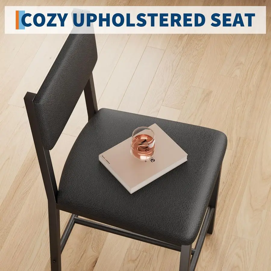 Conjunto de mesa de jantar de madeira para 4, mesa de cozinha e 2 cadeiras estofadas com banco, conjunto de sala de jantar retangular, para espaços pequenos,