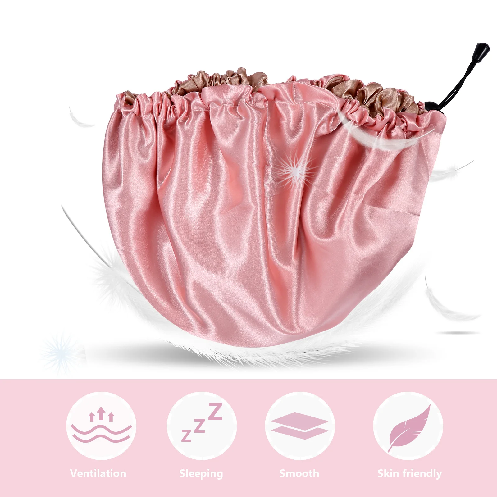 

Satin Hair Bonnet with Elastic Edge Adjustable Night Sleeping Cap for Long Short Thick Thin Hair Bathing Face Care Shower