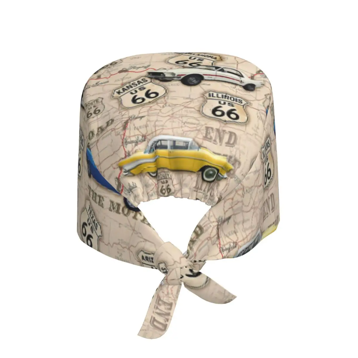 مخصص الطريق 66 العضلات سيارة خريطة الدعك قبعة القبعات الجراحية الرجال النساء غرفة العمليات قبعة قبعة التمريض مختبر يعمل قبعة