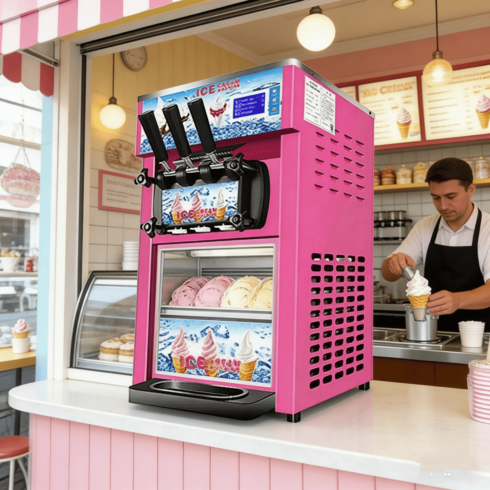 

Automatic Soft Serve Ice Cream Making Machine With Freshness Function For Catering Shops Soft Ice Cream Machine Maker