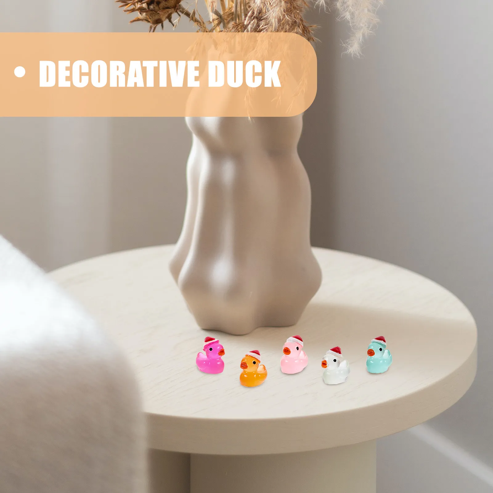 

50Pcs Resin Mini Ducks Glow in The Dark Decor for Car Interior Outdoor Garden Micro Landscaping Vivid Cartoon Style Tiny