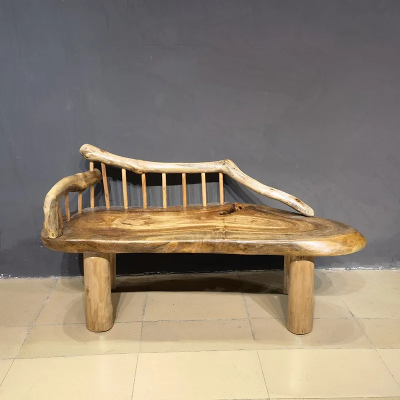 

Log furniture camphor wood sofa bed and breakfast chair original ecological double chair pastoral tea table master chair