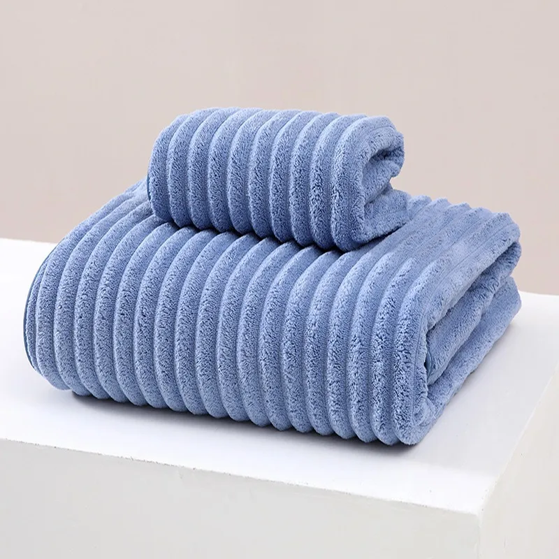 2025 2pcs Coral Velvet Bath Towel For Shower Quick-Drying Thickened Absorbent High Quality Home Use Soft Bathrobe Bathing Robe