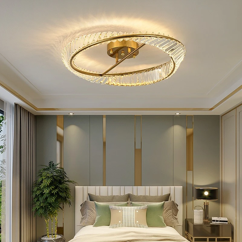 French Light Luxury Style Crystal Ceiling Lights for Living Room Clothing Store Ambiance Ceiling Chandeliers LED Lamps Delicate