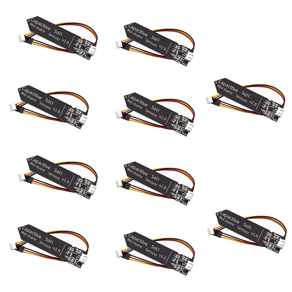 10PCS Capacitive Soil Moisture Sensor Module 3.3-5.5V 3-Pin W/ Wire Corrosion Resistant for Garden Watering DIY