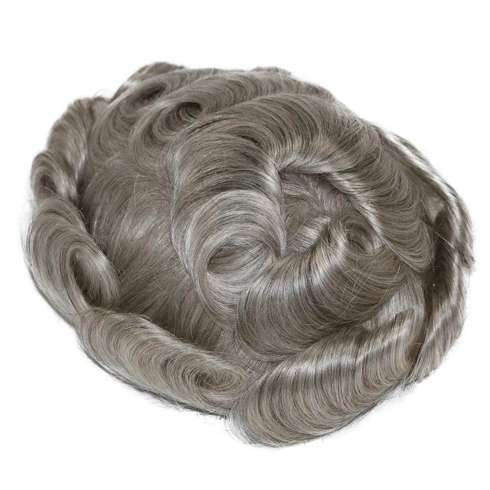 Prothèse indétectable de cheveux humains, toupet à peau super fine, délié naturel, noir, gris, marron, blond, densité 0.02, 90% mm, #1B80