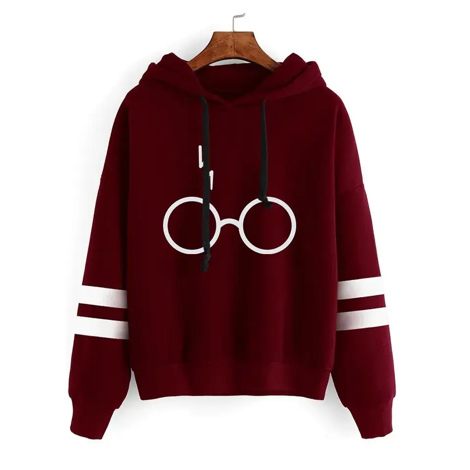

Harajuku Sle Women's Men's Printed Glasses Sweatirt Hoodie Casual een Fiber Knitted Top for Autumn Season