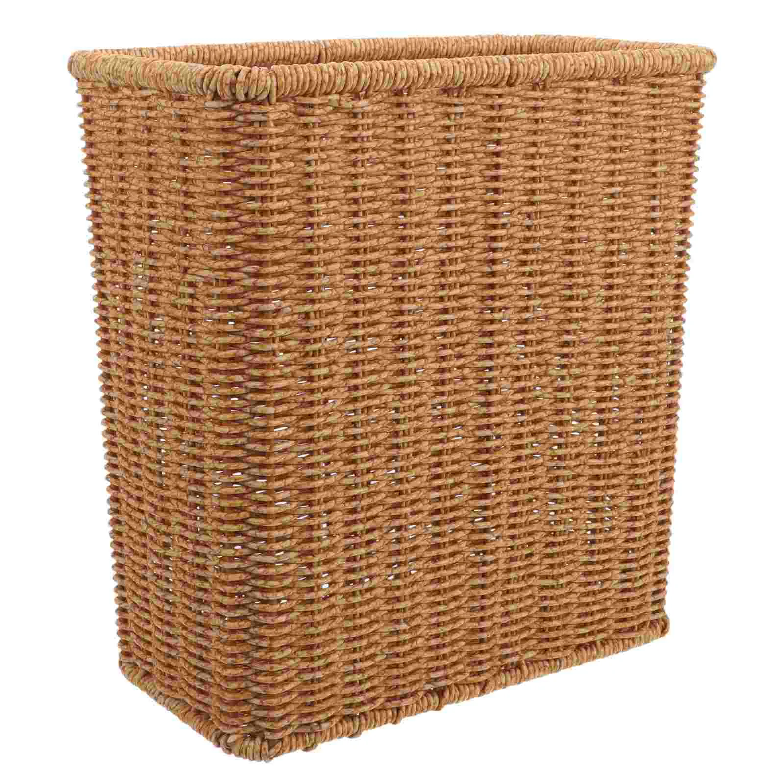 

Woven Trash Can Rattan Garbage Wicker Storage Basket Slim Bathroom Waste Simulation Baskets Fruit Automatic