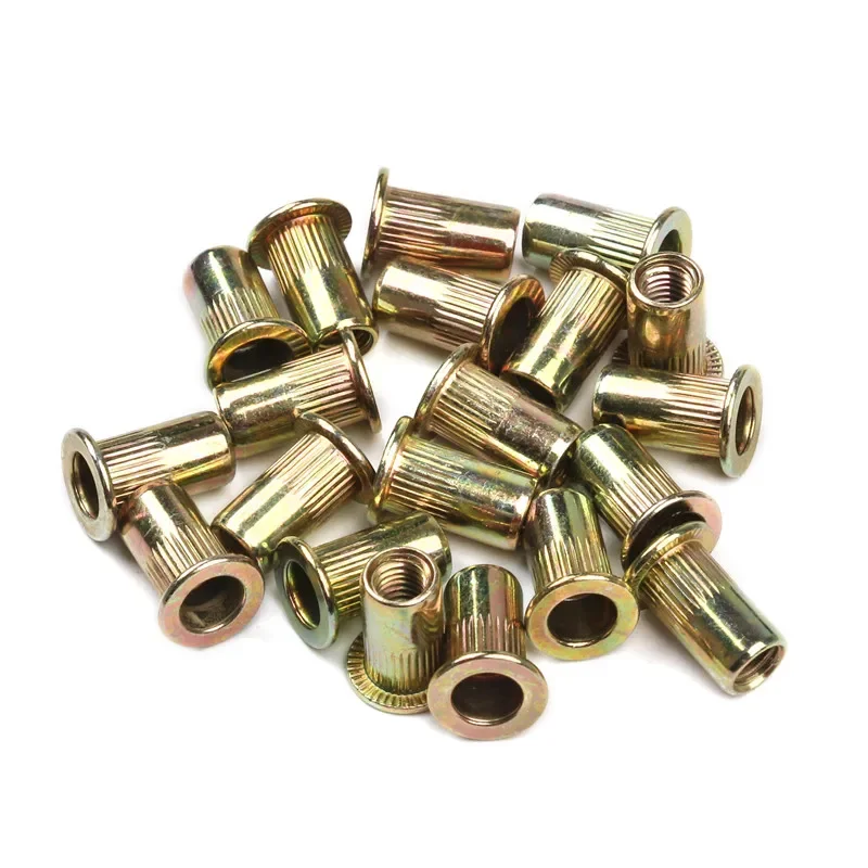 10PCS Multi Size Carbon steel Rivet Nuts Flat Head Rivet Nuts Set Nuts Insert Riveting M3 M4 M6 M8 M10