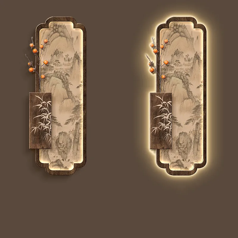 Obrazy w stylu dynastii Song, nowy chiński styl, korytarze, hol, tła, ścienne obrazy, lampy ścienne