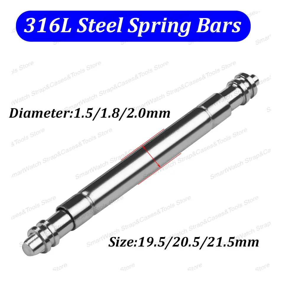 316L Stainless Steel Spring Bars for Rolex Water Ghost 1.5mm 1.8mm 2.0mm Diameter Fat Strong Durable Link Pin 19.5 20.5 21.5mm