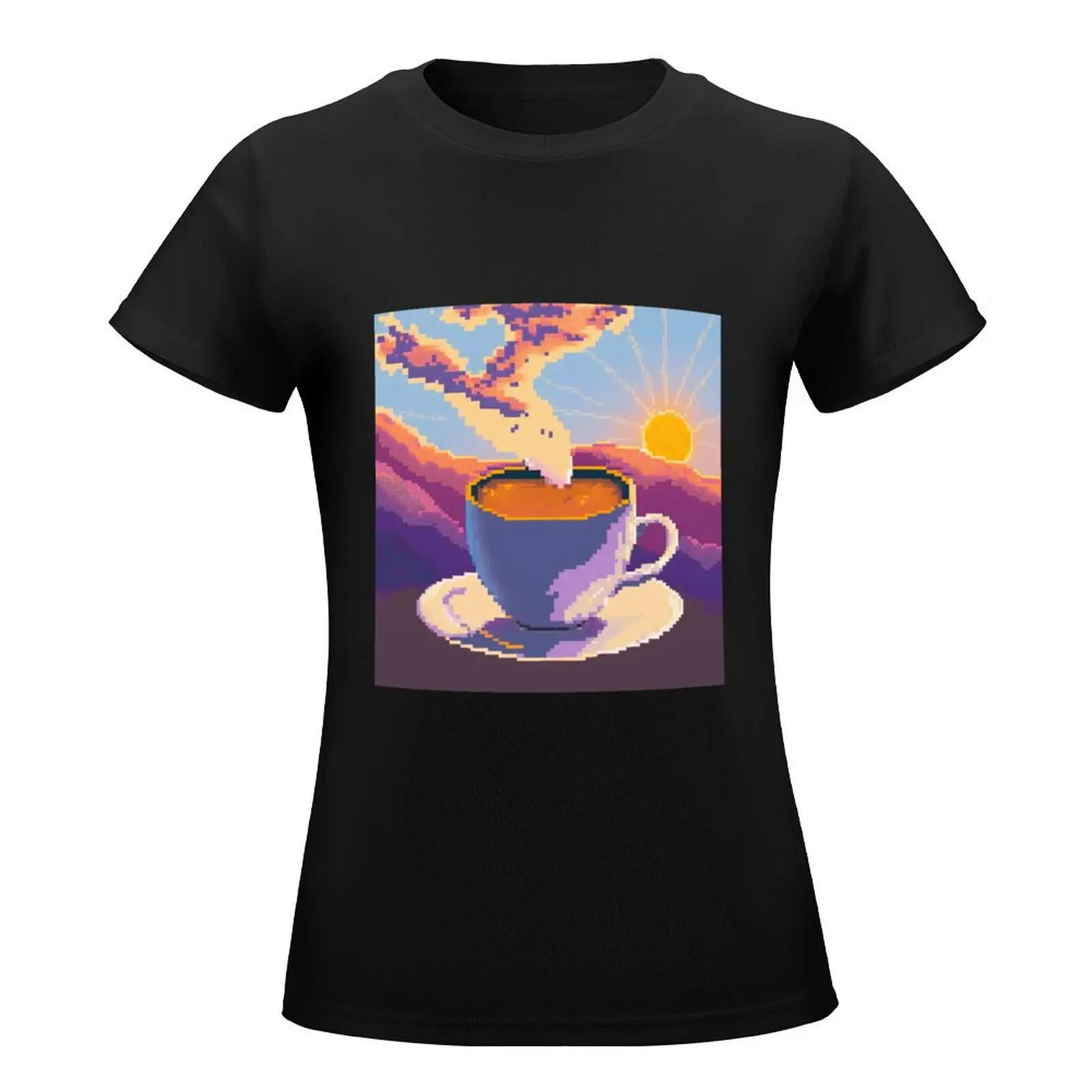 Good Morning Pixel Coffee T-Shirt sublime hippie clothes oversized designer clothes Women luxury