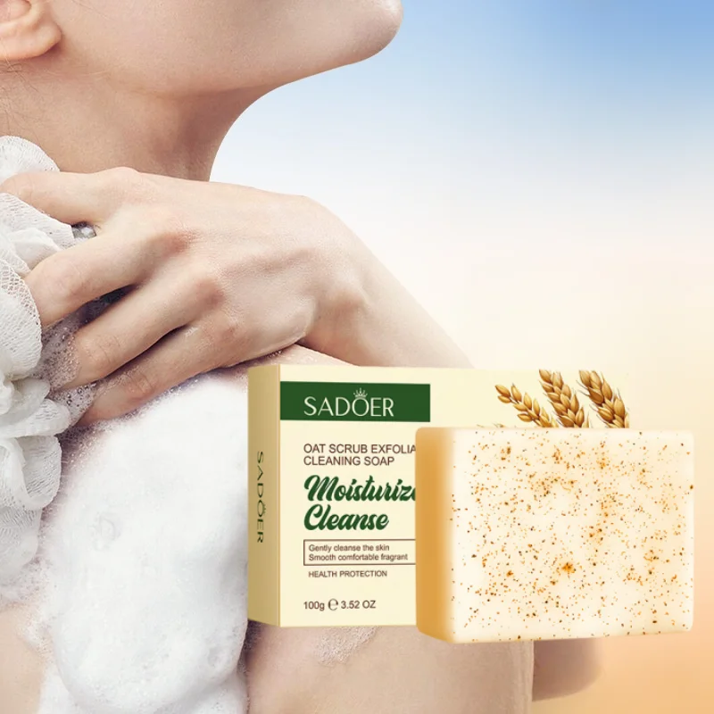 

100g Oat Scrub Exfoliating Cleaning Soap, It Contains Fine Exfoliating Particles, Is Gentle and Does Not Harm the Skin, Cleans Stains, and Keeps the Skin Moisturized after Washing.