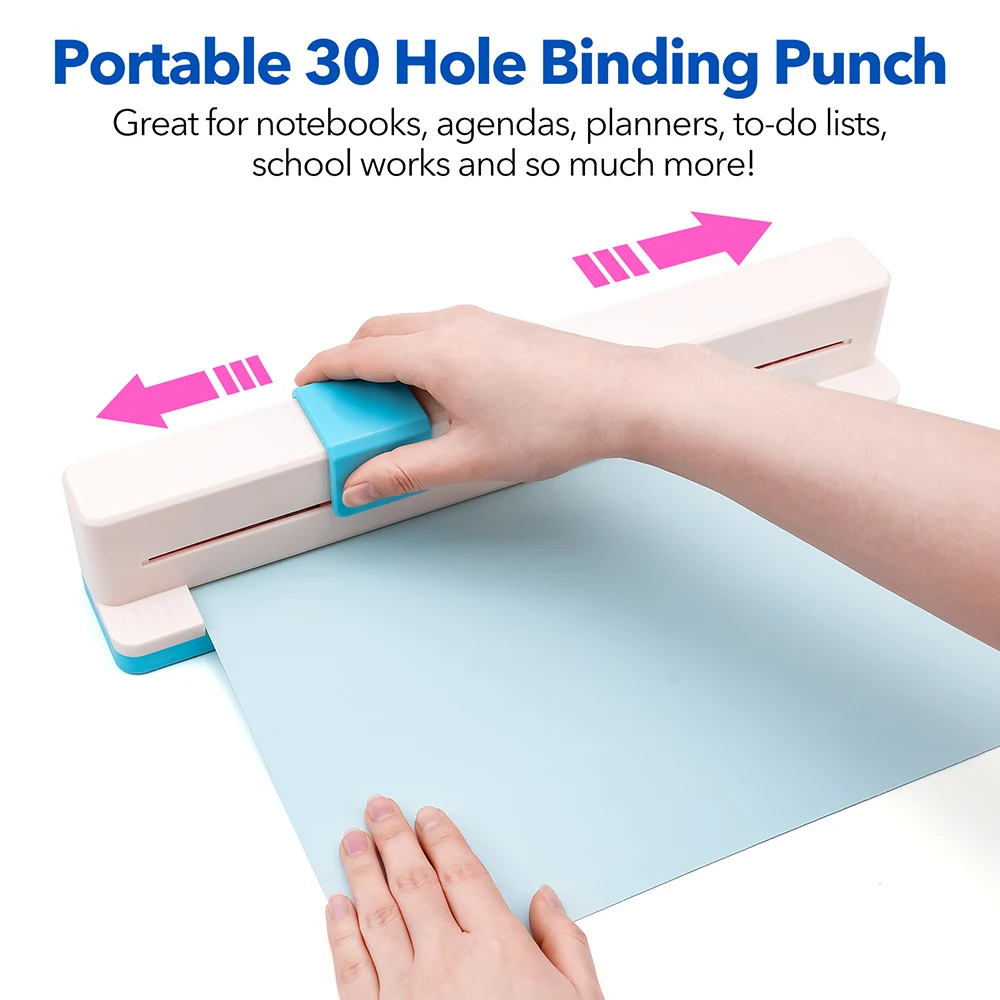 

30 Holes Binding Punch,Loose Leaf Paper Punch Machine, Portable Hand Pushed Multi-Hole Puncher
