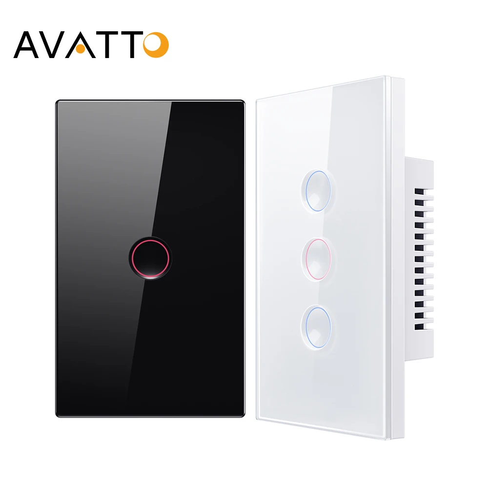 

AVATTO Tuya Smart WiFi Light Switch,4x2 US Standard 1/2/3/4 Gang Touch Groove Glass Panel Switches Work with Alexa, Google Home