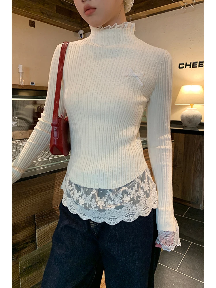 Женский трикотаж High Ne, осень 2023, новый дизайн Lazy Faion, верхний свитер, удобный крой, длинный цвет све