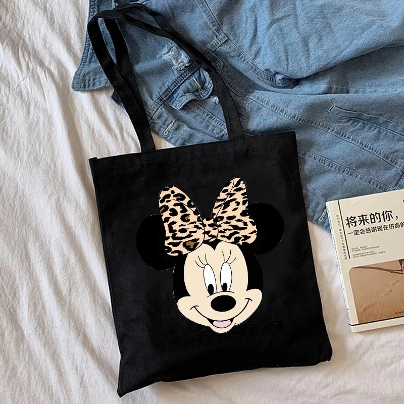 Y2K Disney Minnie Mouse  Shopping Bag Graphic Tote Harajuku Shopper Bag Women Canvas Shoulder Bag Female Ulzzang Funny Eco 90s