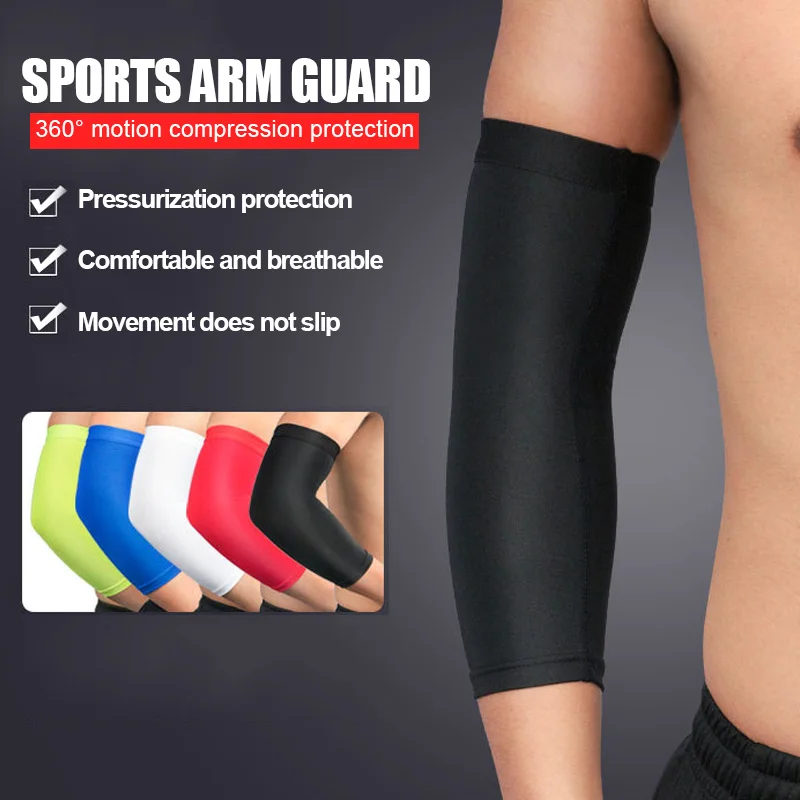 Arm Support Sleeve Sun Uv Protection Anti-Slip Breathable Outdoor Fitness Armguards Sports Gym Arm Protector Compress Elbow Pads