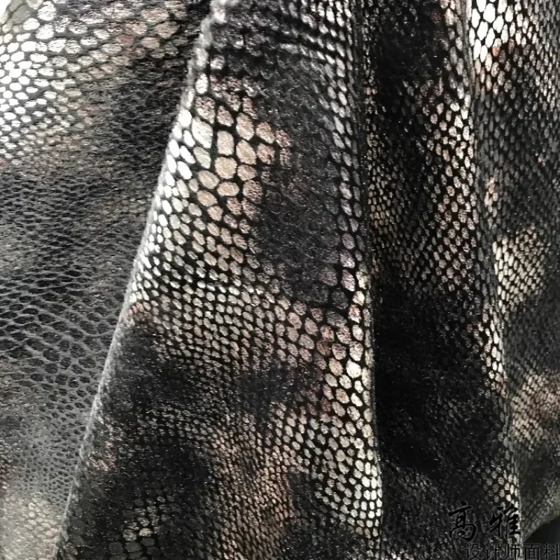 Mesh Fabric Silver Black Spotted Snake Skin Pattern Live Broadcast Background Performance Clothing Designer Diy Sewing