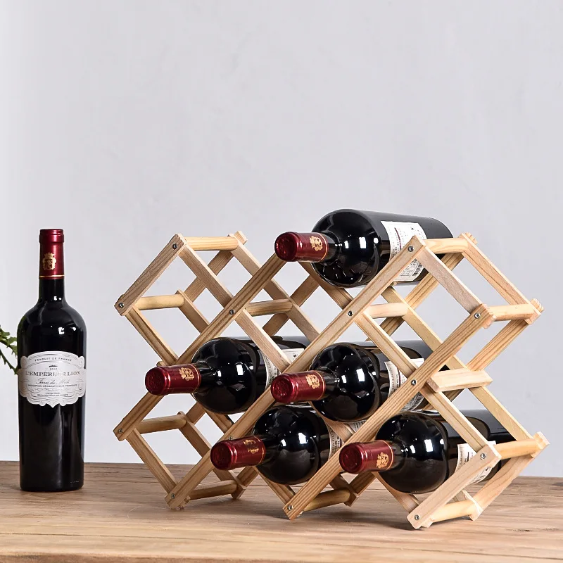 Foldable Wine Rack Decoration Wine Shelf Solid Wood Home Small Modern Minimalist Wine Cabinet Display Rack Red Wine Lattice