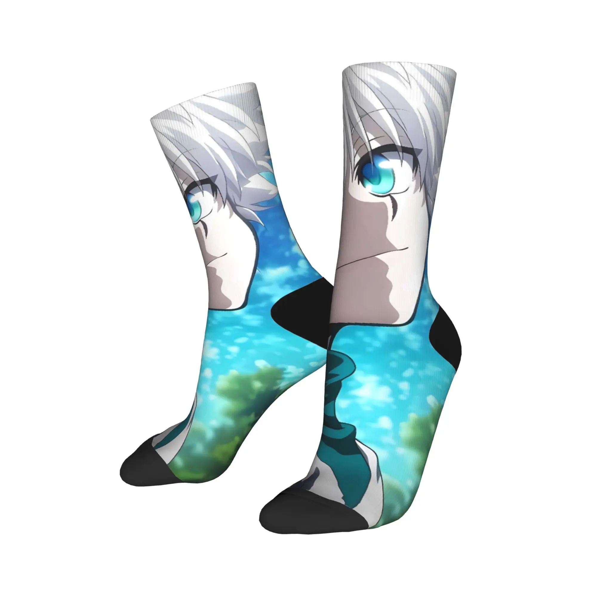 Women Men Socks Killua zoldyck HXH  Stockings Autumn Vintage Soft Socks Graphic Skateboard Anti Bacterial Socks