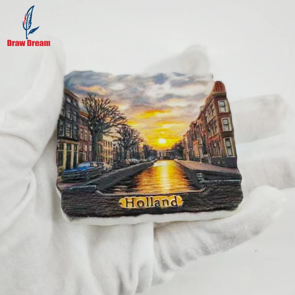 1Pc Creative 3D Relief Refrigerator Magnet from the Amsterdam Canal in the Netherlands, a World Travel Souvenir Collection Item, Suitable for Home and Office Decoration, Personalized Exclusive Travel Souvenir Magnetic Refrigerator Magnet, Home Decoration, Kitchen, Room, Office, Cabinet Crafts, Gifts, Holiday Souvenirs, Exquisite Small Gifts