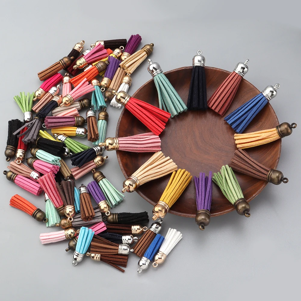 

10-20 шт., металлическая шляпа, корейские замшевые кисточки, кисточки из искусственной кожи для изготовления ювелирных изделий, брелки «сделай сам», аксессуары для украшения одежды