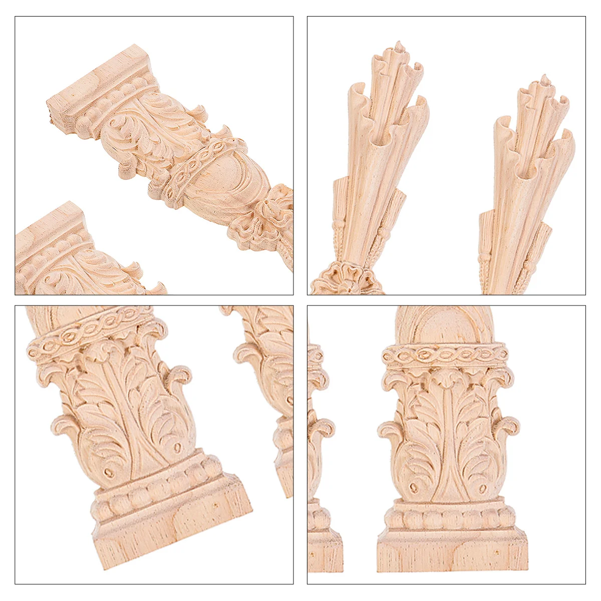 

2pcs Wooden Roman Column Applique Carving Cabinet Pillar Decor Home Office Hotel Furniture Carving Wooden Applique
