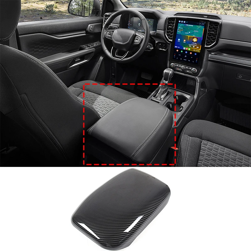 

For Ford Ranger 2023 ABS Carbon Fiber Car Center Console Armrest Box Cover Decorative Accessories