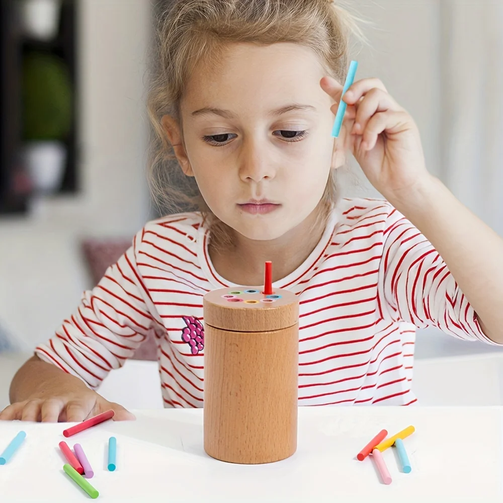 Montessori Apprendimento in legno Ordinamento dei colori Giocattoli per i più piccoli Giochi di abbinamento per lo sviluppo sensoriale della motricità fine Giocattoli da tavolo occupati