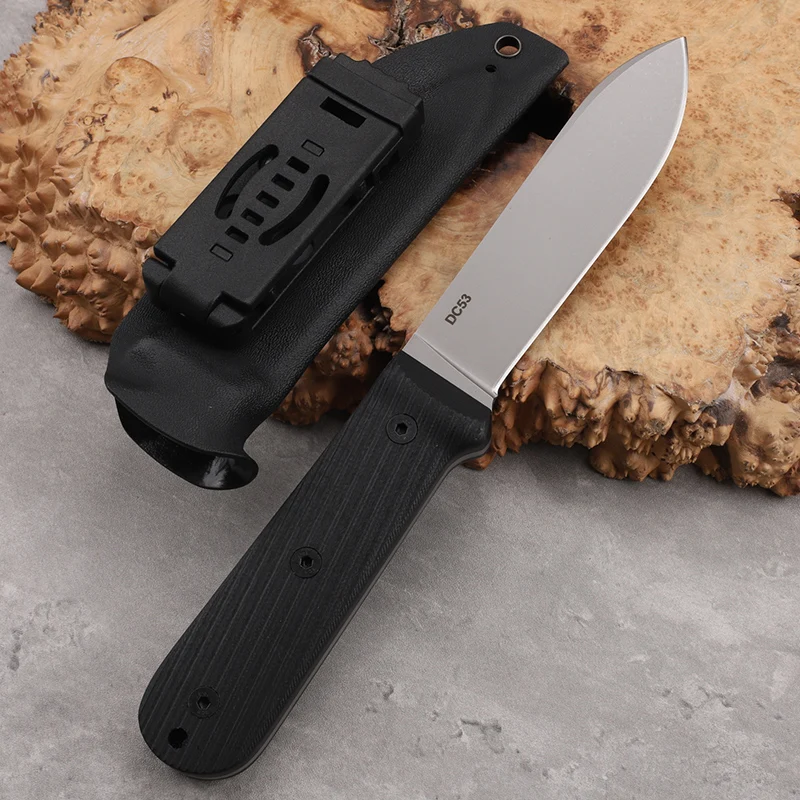 DC53 Integrated Steel G10 Handle Fixed Knife, Outdoor Camping Survival, Household Fruit Cutting, Sharp Portable Tool Knife