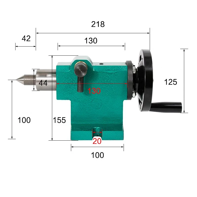 

Indexing head lathe spindle woodworking DIY manual tailstock with fixed top, available with models 80, 125 and 160